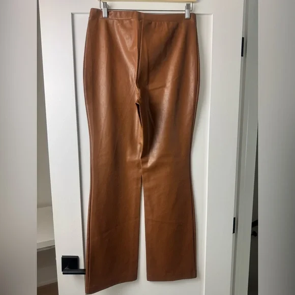 Aritzia Wilfred Free Daria Camel Vegan Leather Straight Leg Pants size L - Picture 4 of 5